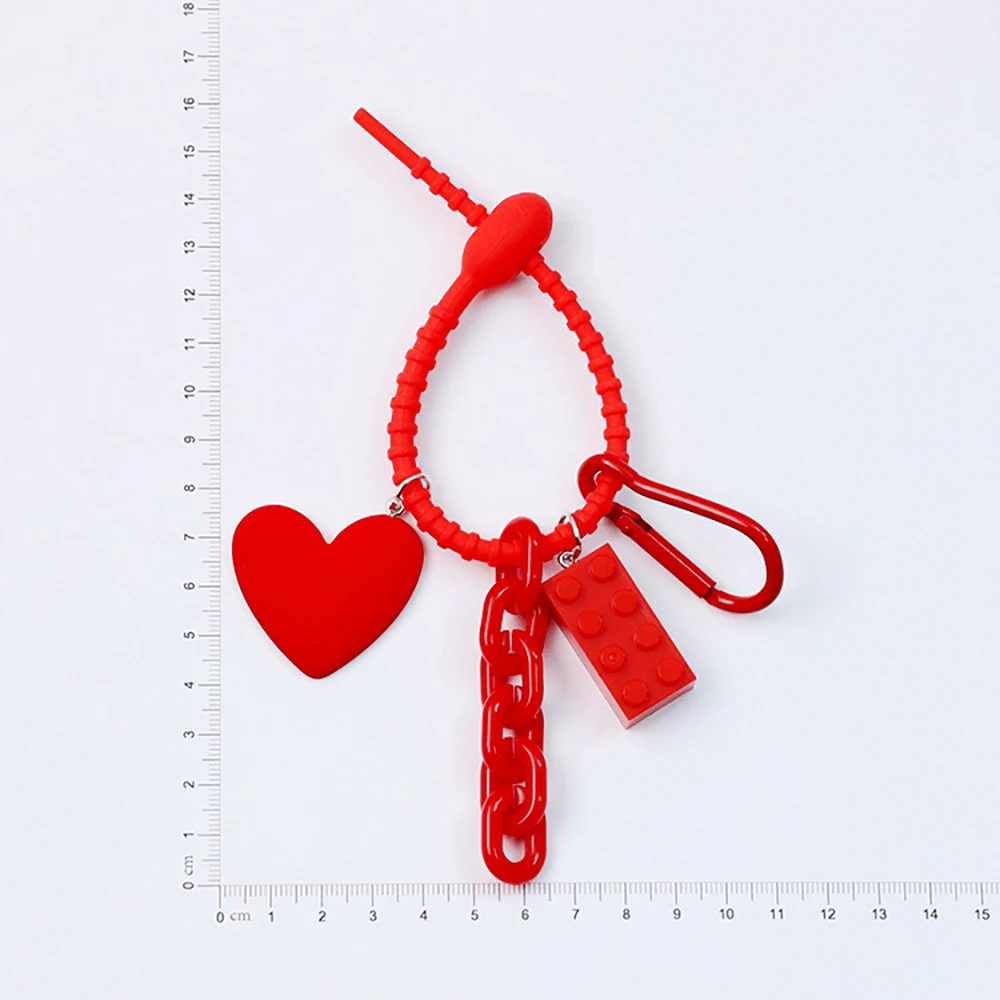 Love Ribbon Key Chain Cartoon Pendant car keychain Cute Korean Chain Color Matching KeyChain bag pendant jewelry Accessories