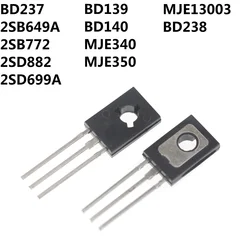 50PCS BD237 2SB649A 2SB772 2SD882 2SD699A BD139 MJE13003 BD140 MJE340 MJE350 BD238 triode transistor TO-126 DIP