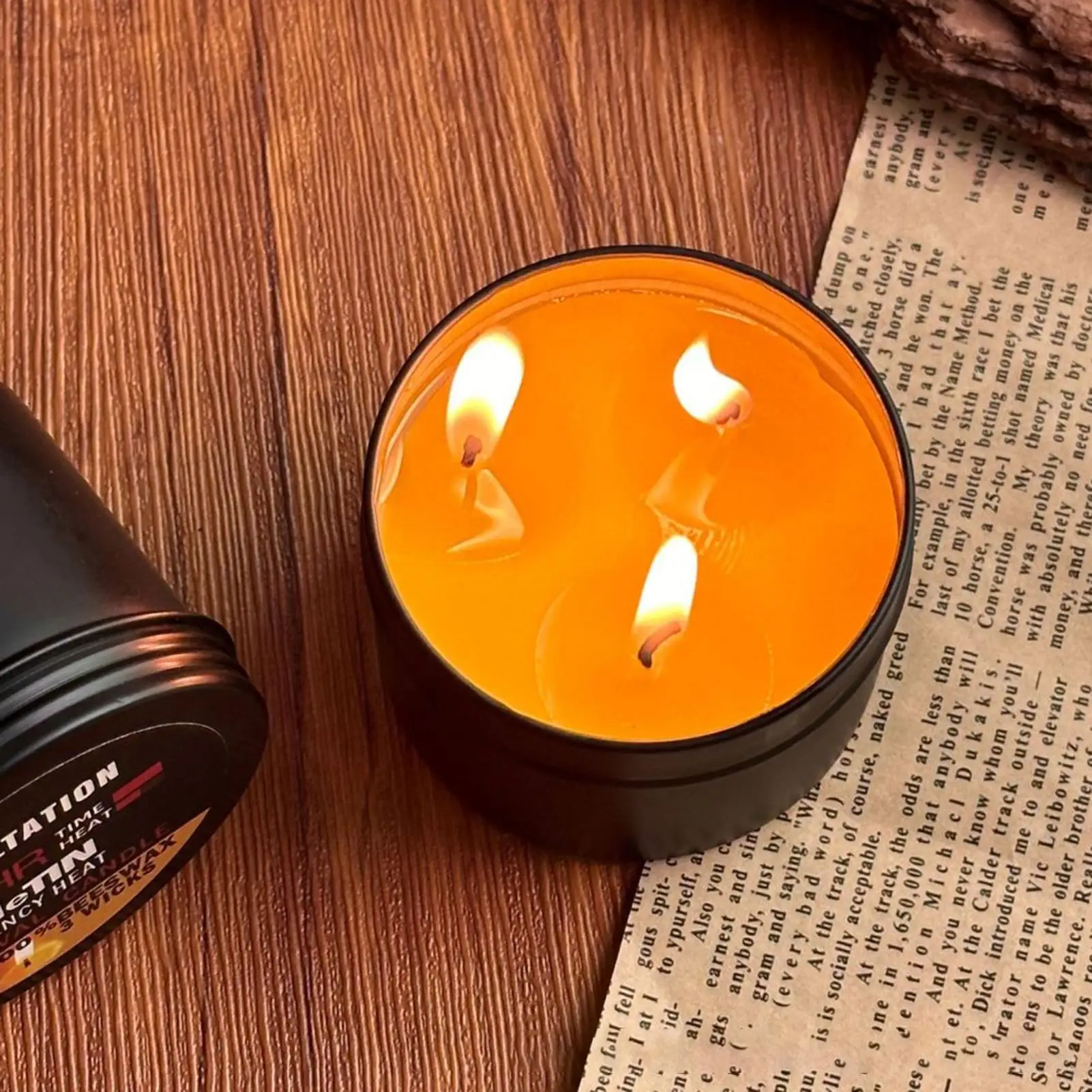 Candles for Power Outages Camping Candle with Jar 36 Hours Long Burning 3-Wick Lamp Light Source Gear for Fishing Camping