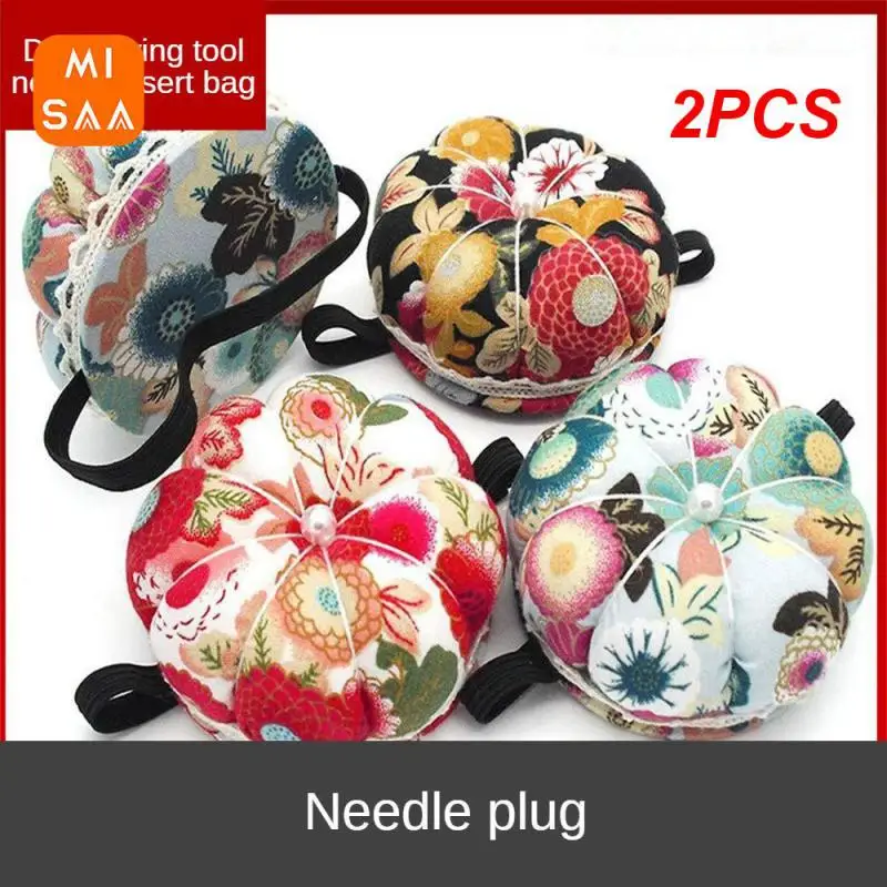 2PCS Wrist Printing Pin Bag Convenient Storage Exquisite Portable Sewing Tool Sewing Kit Healthy Retro Pin Cushion