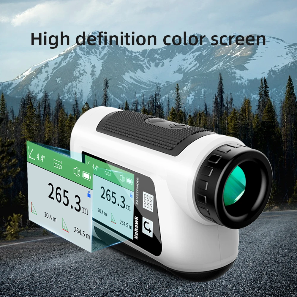 NOHAWK Multi-function Golf Rangefinder, Side Screen Display And Voice Announcement,  Flag Lock Vibration for Golfers And Hunters