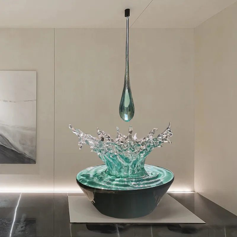 

Water drop sculpture pendant hotel living room entrance water splash ornament decoration
