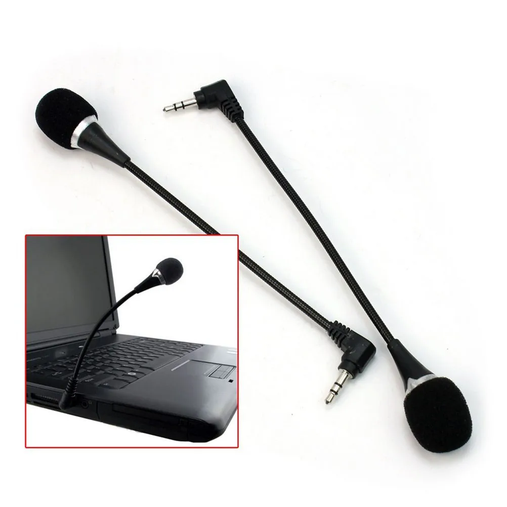 

1pcs Flexible Mini 35mm Microphone for Laptop Skype VOIP Online Meetings Teaching Portable Notebook PC Audio Device