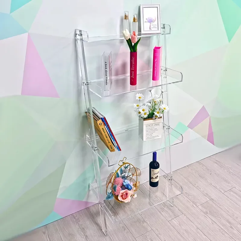 Custom Transparent Acrylic Display Stand Removable Bookshelf for Storage Wholesale Clear Organizer Shelf Customized Design