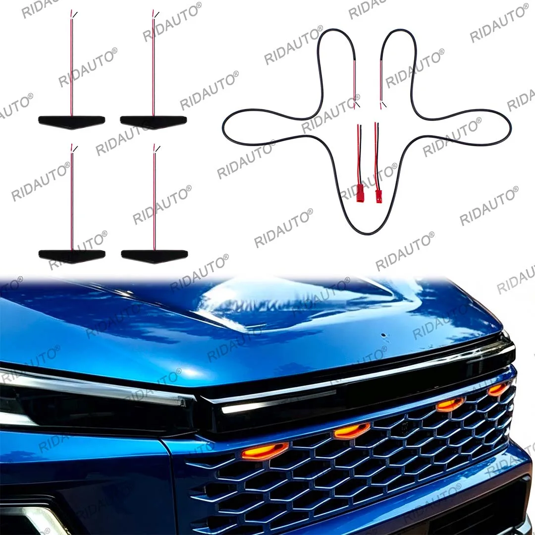 4 Stück bernsteinfarbene und weiße Aftermarket-LED-Leuchten für Pickup-Kühlergrill, DIY-Leuchte für Hilux Travo 2026+ Prerunner & 4TREX Auto-Beleuchtung – Detail 3