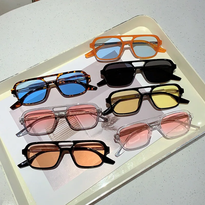 Classic Luxury Brand Designer Square Sunglasses Women For Men Fashion Vintage Punk Sun Glasses Hip Hop Popular Flat Top Shades