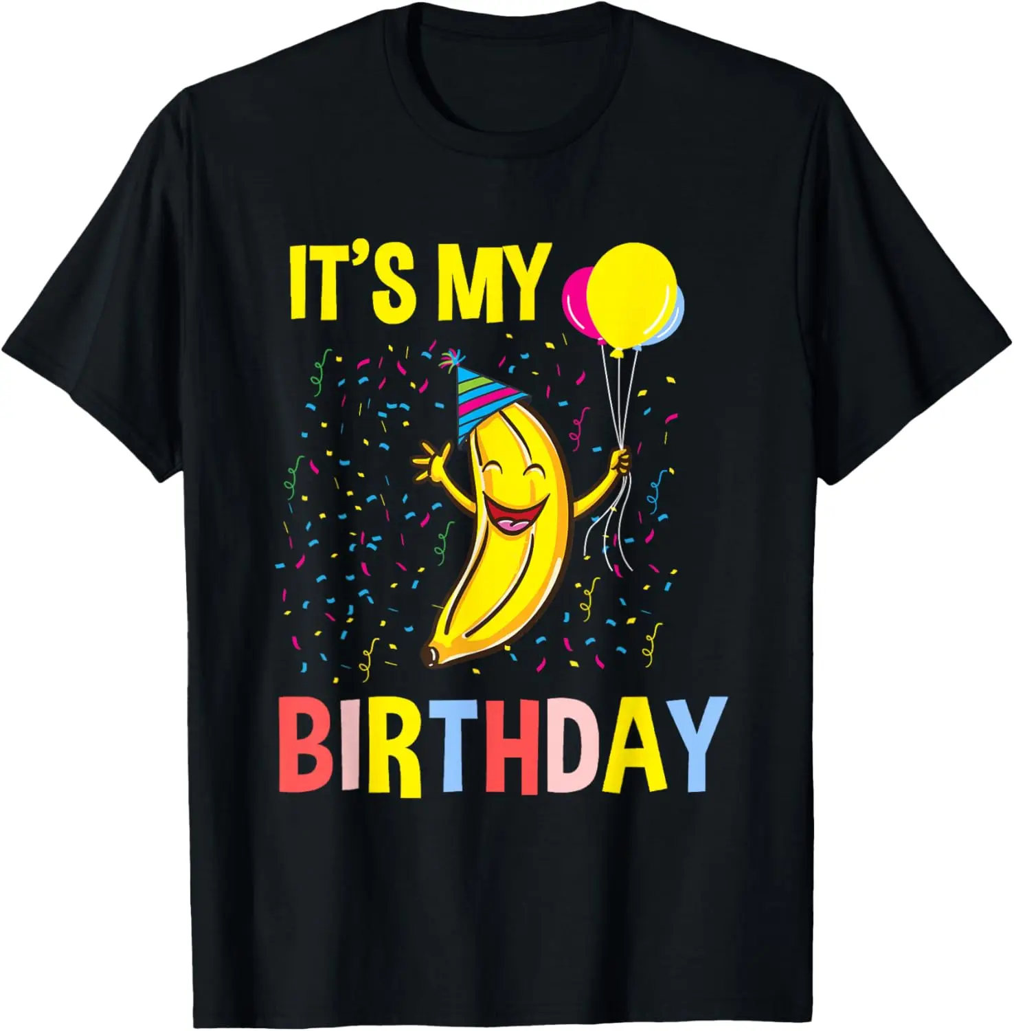 

Funny Banana Birthday Graphic Tee Men's Breathable Cotton Short Sleeve T-Shirt Summer