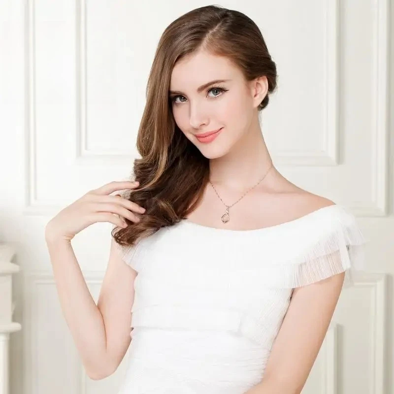 الوردي الطبيعي اليشم قطرة الماء قلادة قلادة المجوهرات الحقيقية التعويذات تميمة مطلية بالذهب الوردي هدايا للنساء حجر خمر #4