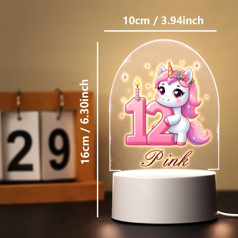 1 pc hot sale Unicorn Blessing UV Print Custom Name Acrylic Night Lights Led Table Lamp Table Desk Decor Kids Birthday Gift