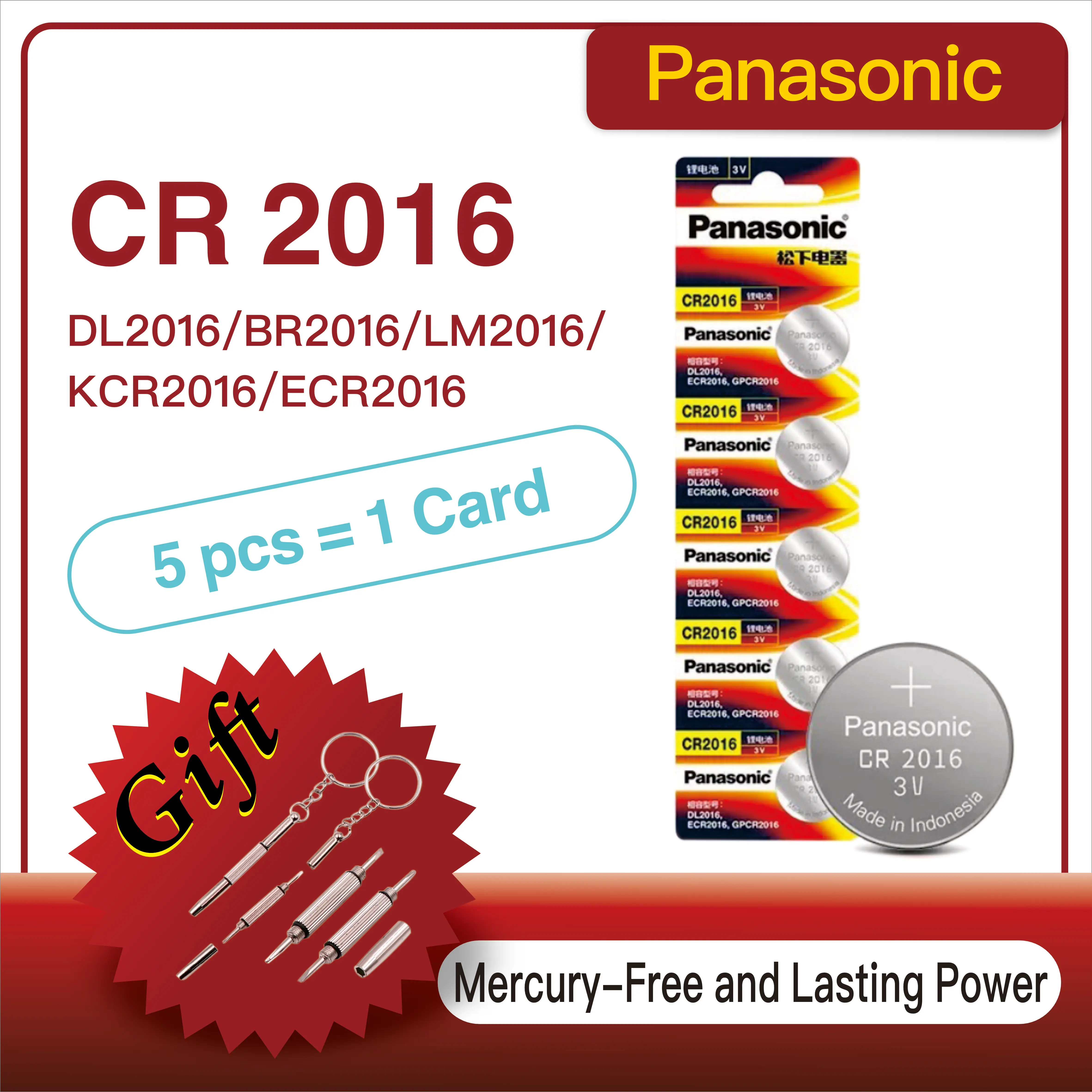 5-60PCS Panasonic CR2016 3v Lithium Battery CR2016 DL2016 BR2016 Car Remote Control Watch Motherboard Scale Button Coin Cells