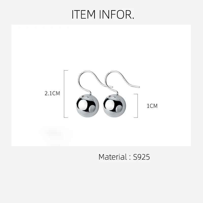 La Monada Round Ball Women Drop Silver Earrings Elegant Short 925 Sterling Silver Jewelry For Women Dangle Korean Earrings