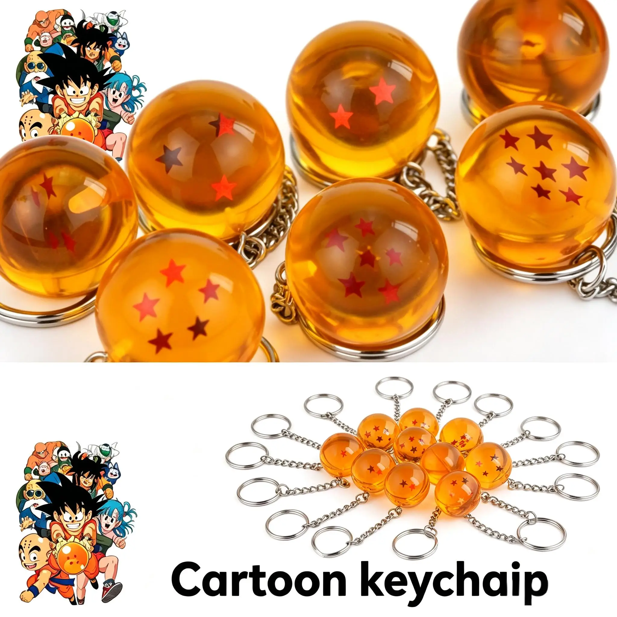 Dragon Ball 1-7 Star Crystal Ball Keychain Cartoon Bag Charm Cosplay Accessory Gift Car Keychain Fan Collectible Souvenir