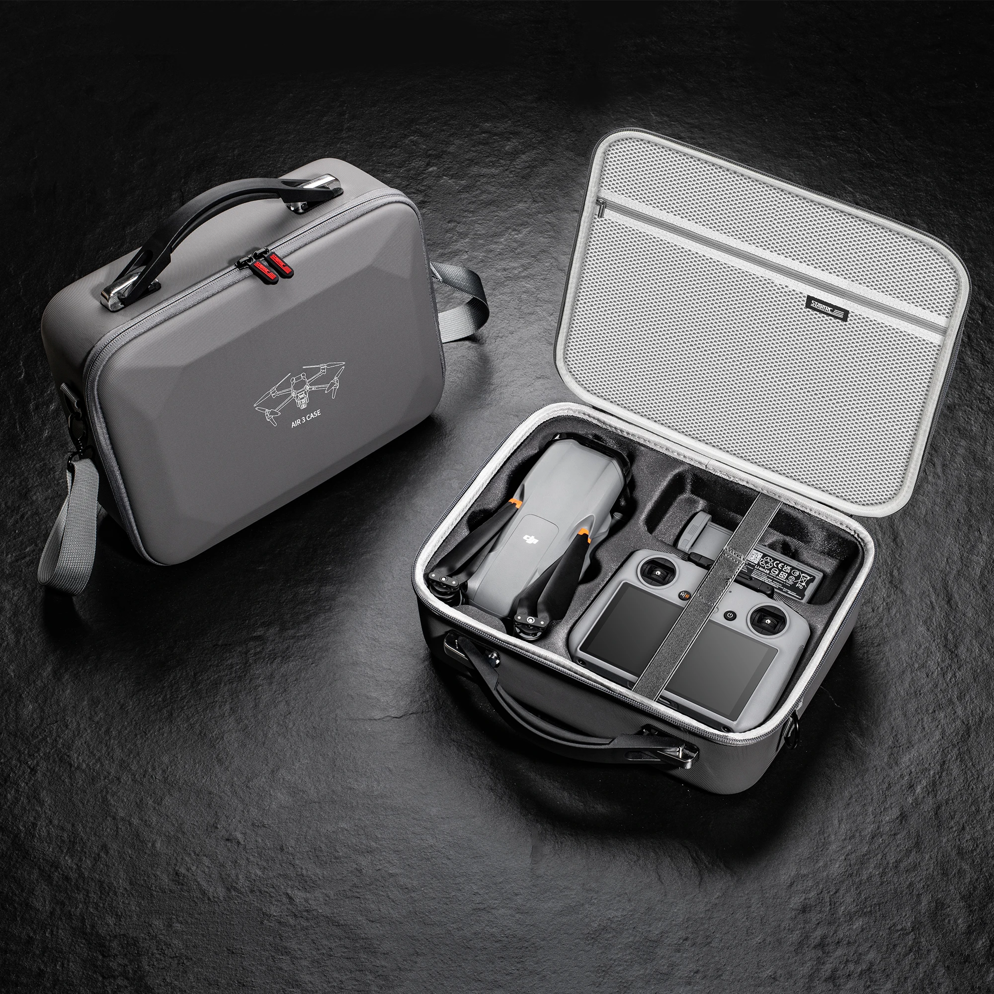 Pour DJI Air3/Air 3S, sac de rangement moulé monobloc en PU, sac messager portable, configuration standard (compatible avec RC2 N2 rem