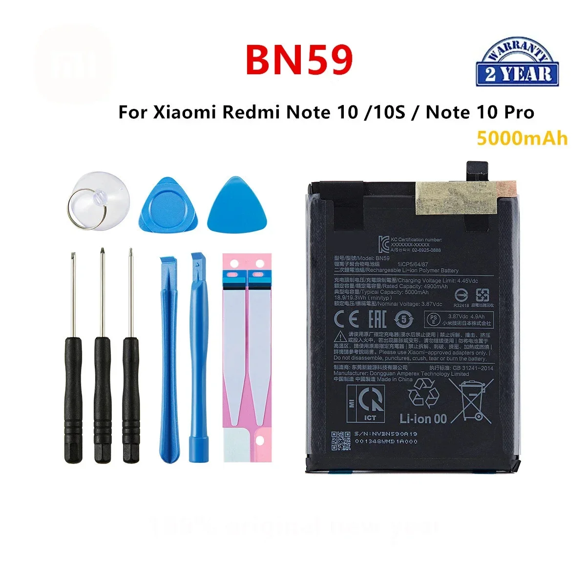 Brand New BN59 5000mAh Battery For Xiaomi Redmi Note 10 / 10S / Note 10 Pro 10pro Phone Replacement Batteries+Tools