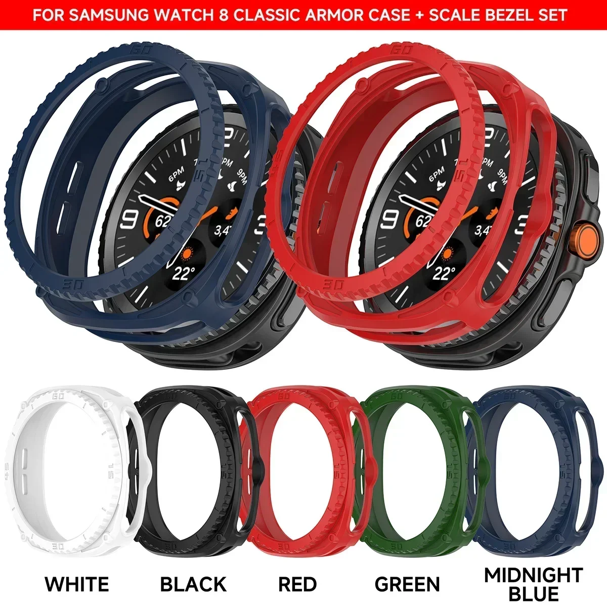 Para samsung galaxy watch 8clássico 46 capa de silicone capa protetora escudo pulseira relógio 8 macio tpu protetor caixa acessórios