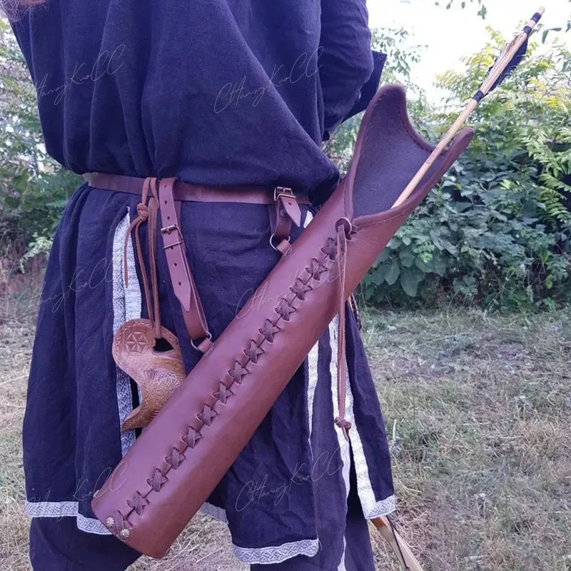 Mittelalter licher Hüftgurt köcher aus Kunstleder für Bogens chießen Jagd Cosplay mit Vintage Steampunk Pfeil halter und Bogens chießen Requisiten