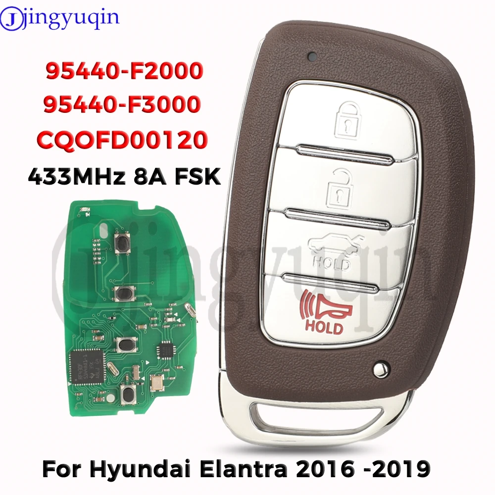 

jingyuqin 433MHz Fsk 8A CHIP CQOFD00120 95440-F2000 95440-F3000 Remote Smart Keyless For Hyundai Elantra 2016 2017 2018 Car Key