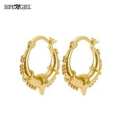 Boucles d'oreilles créoles en or épais vintage pour femmes, boucles d'oreilles demi-cercle africain, métal lisse classique, bijoux de mariage, 2023