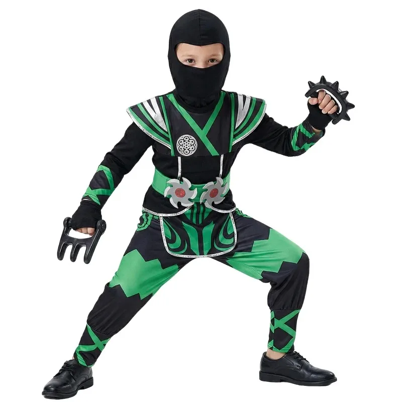 Green Ninja Samurai Costume Set Halloween Cosplay with Sword Accessories Japanese Warrior Outfit New Year Performance Party