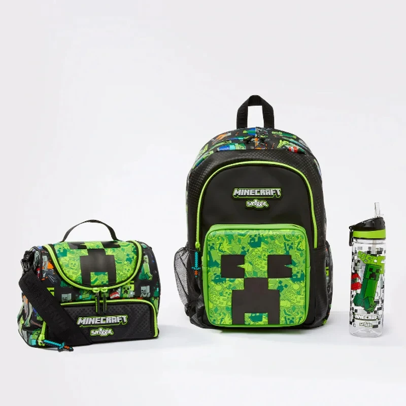 Original Australia Smiggle Minecraft Backpack Pencil Case Stationery Primary School and Children\'s Backpack Start of School Gift