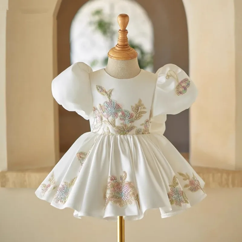 Birthday Party Flower Girl Dresses A4930 Vestidos New Girls Evening Gown Host Piano Performance Costume Wedding