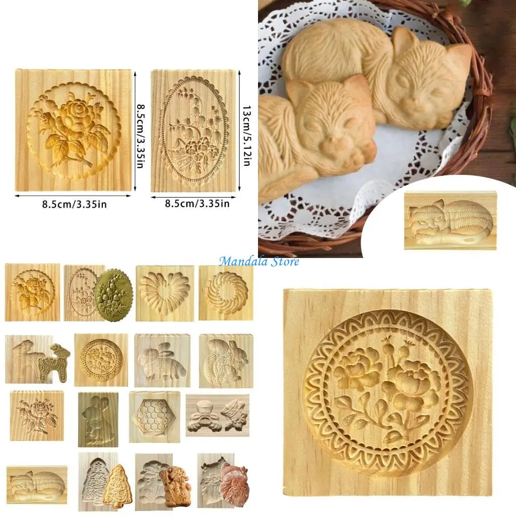 

U2JC User friendly Biscuits Shaping Molds Natural Texture Heat Resistant Baking Accessory