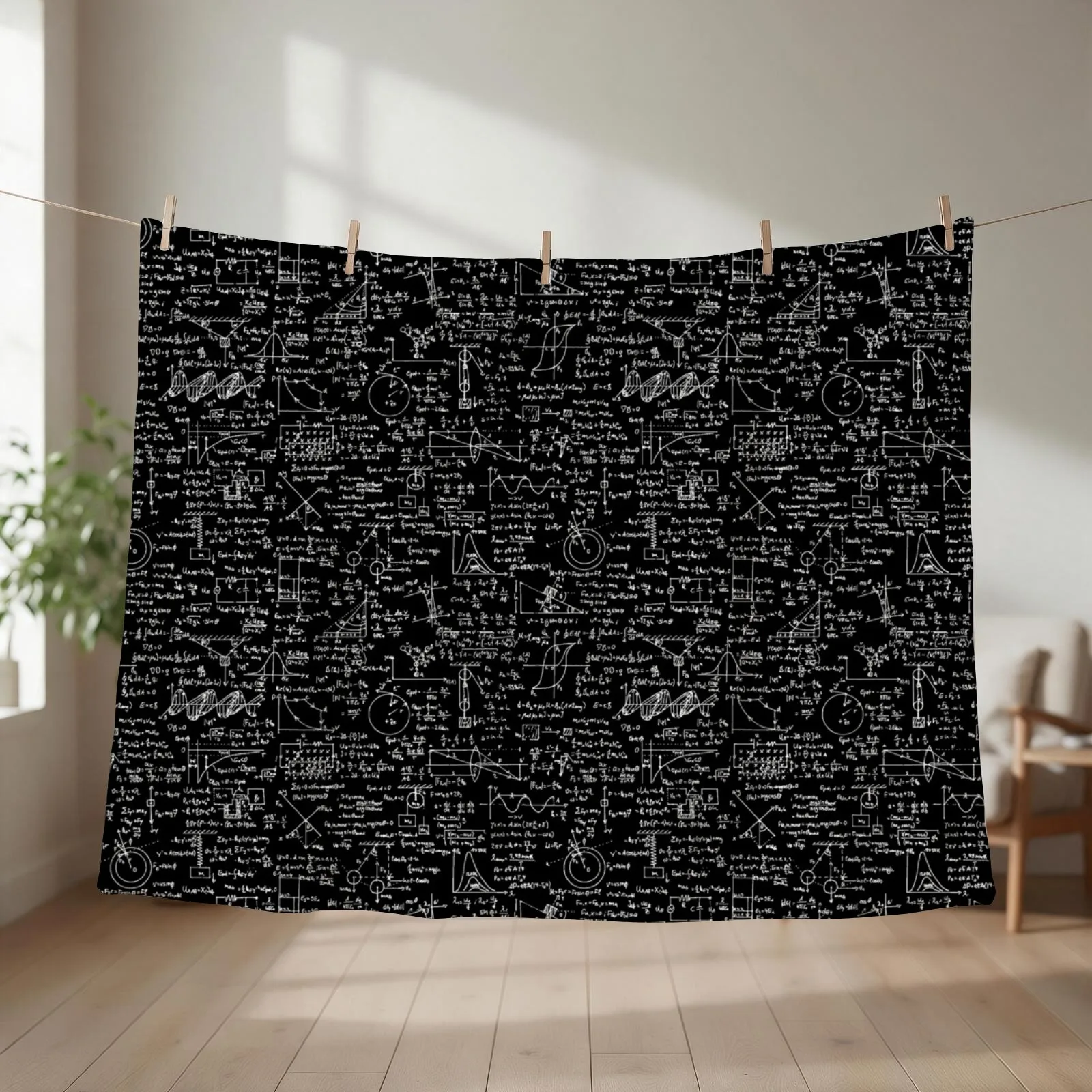 Physics Equations // Black Throw Blanket couch cozy soft plush fuzzy picnic outdoor blanket