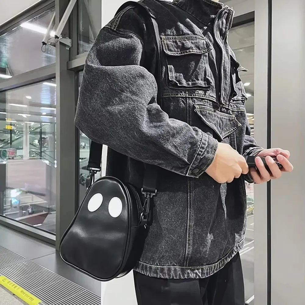 New Halloween Shoulder Bag, Fun and Cute Ghost Color-Blocking Splicing Diagonal Cross Bag, Pu Small Bag for Both Men and Women