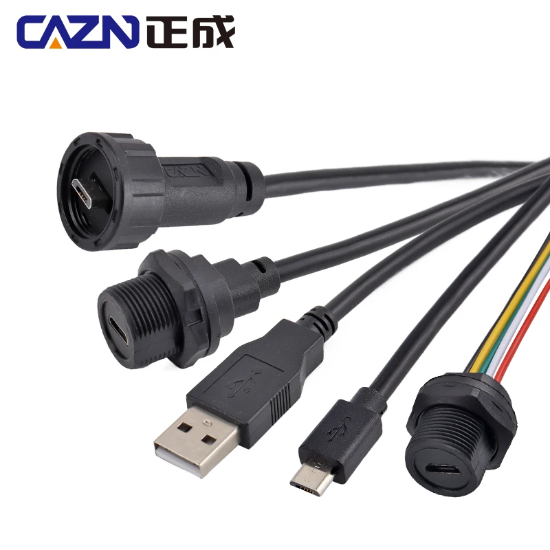 

Waterproof Micro USB Threaded Connector Male To Male Overmolded Straight Plug 0.5M 1M 2M