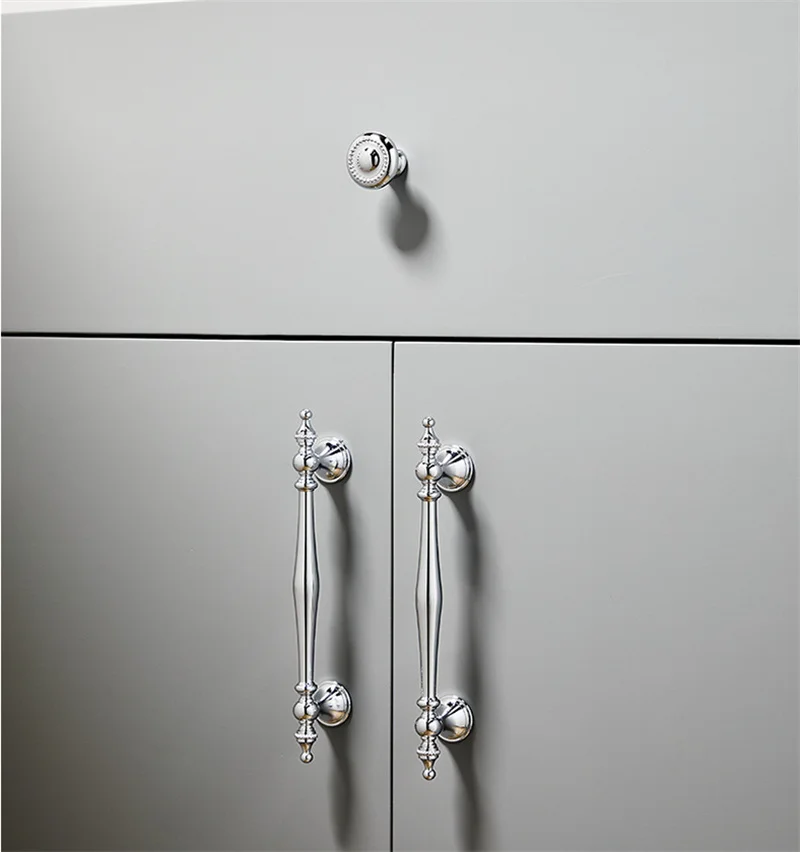 Luxury Chorme Cabinet Door Handle American Long Bar Drawer Wardrobe Door Knob Handles Brass Kitchen Cupboard Shoe Closet Pulls