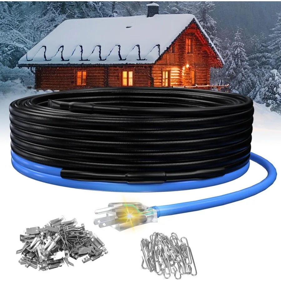 100ft Roof Heat Cable 5w/ft Ideal for Roof and Gutter Deicing Safe on Metal or Plastic CSA ETL Certified 120V