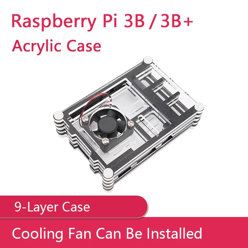 Capa raspberry pi 3b + caixa raspberry pi preta e transparente com ventilador
