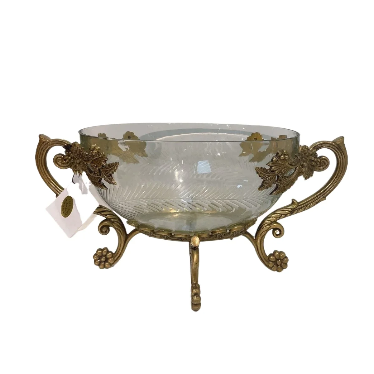 Light luxury fruit plate glass inlaid with brass decoration creative villa model room ornament soft decoration handicrafts