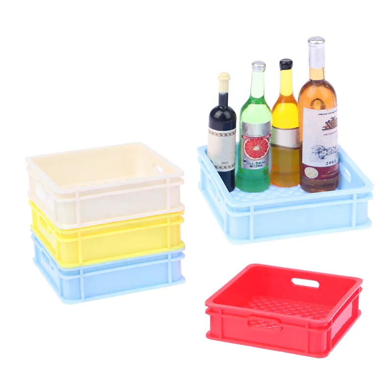 Cesta en miniatura para casa de muñecas 1:12, cesta de almacenamiento de alimentos, bebida/cerveza/cesta de café, modelo de decoración de cocina, accesorios para casa de muñecas de juguete