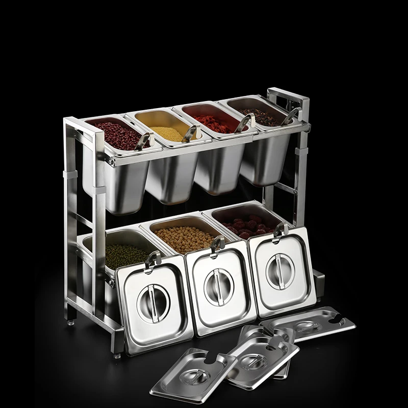 Stainless steel portion tray holder, commercial seasoning box, telescopic set, kitchen specific hot pot, small sauce,