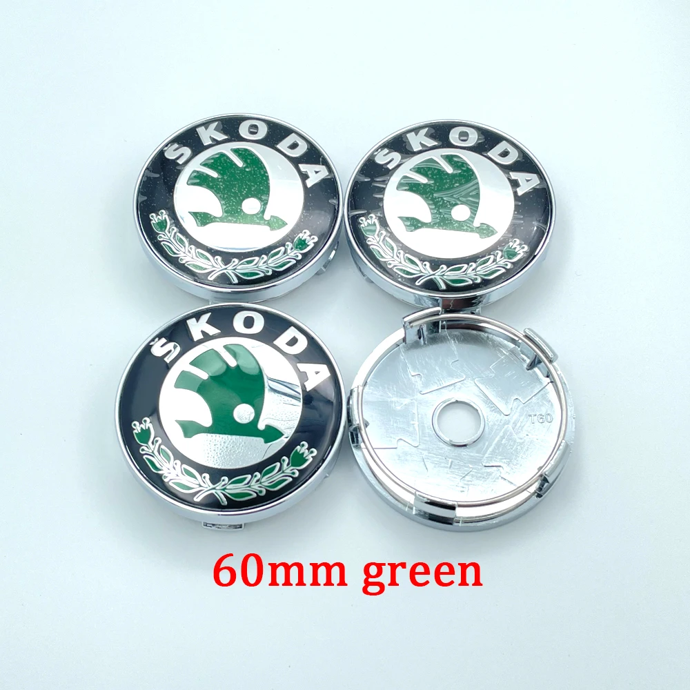 4pcs56mm 60mm 65mm Balck Green Car Wheel Hub Center Caps Cover For Skoda Octavia Fabia Superb Rapid Yeti 1J0601171 3B7601171