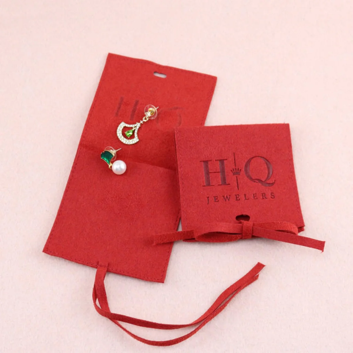 

100pcs Personalized Logo 12x9cm Jewelry Drawstring Velvet Bag Gift Organizer Round Pouch Earring Pendant Bracelet Storage Pocket