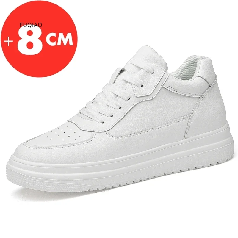 Lift Sneakers Man Elevator Shoes Plus Size 36-44 Height Increase Insole 8cm Taller Shoes Men Leisure Fashion Sports White Shoes