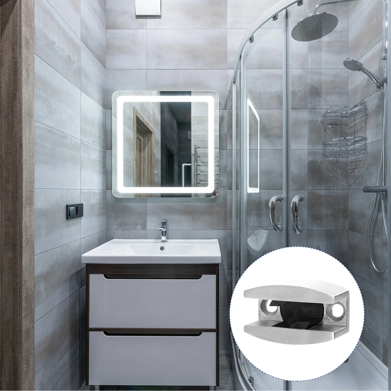 

1Pcs Heavy Duty Glass Locator Stainless Steel Bathroom Door Stopper Adjustable Secure Fit for Home Decor Safety