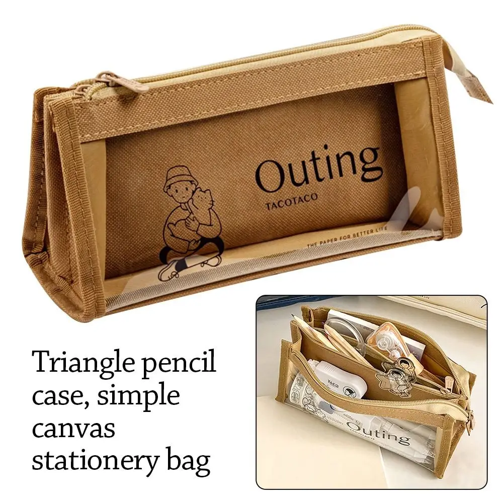

Simple Canvas Pencil Bag Large Capacity Multifunctional Pen Case Durable Multi Layer Stationery Organizer School Office