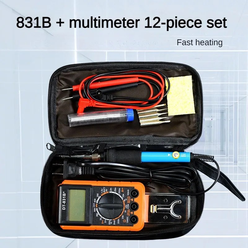 12PCS Digital Universal Meter Set Electrician Digital Display Multimeter Set 60W Temperature Regulating Electric Soldering Iron