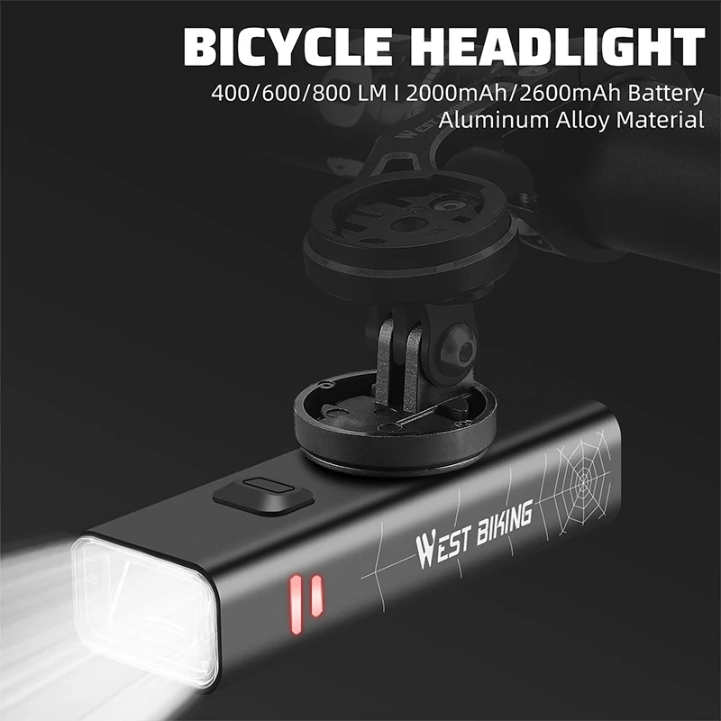 WEST BIKING Bicycle Light Set 400/600/800LM Type-C Charging Bike Light Front Lamp Cycling Headlight Regular/Hanging Front Light