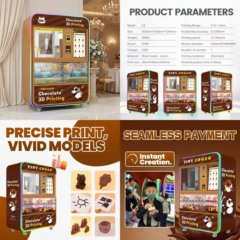for Shopping Center Projects 3D Chocolate Printer Vending Machine Smart 24h Self Service Multi Payment