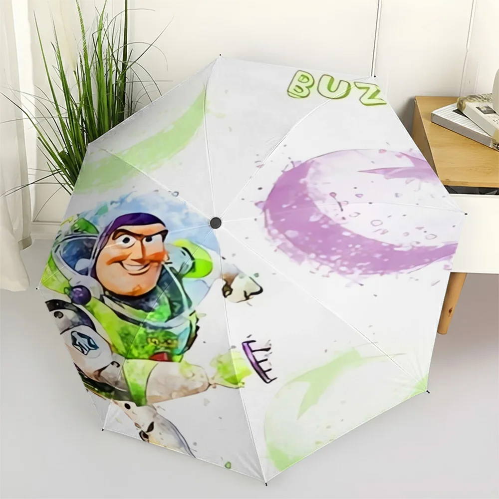 

Автоматический складной зонт Disney Toy Story Buzz Lightyear с акварельным принтом, белый, водонепроницаемый, ветрозащитный, дорожный зонт для путешествий