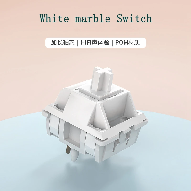 Feker White Marble Switch Linear 5 Pins Custom Mechanical Keyboard Accessories HIFI 42g Factory Lubrication Hot Swap 20mm Spring