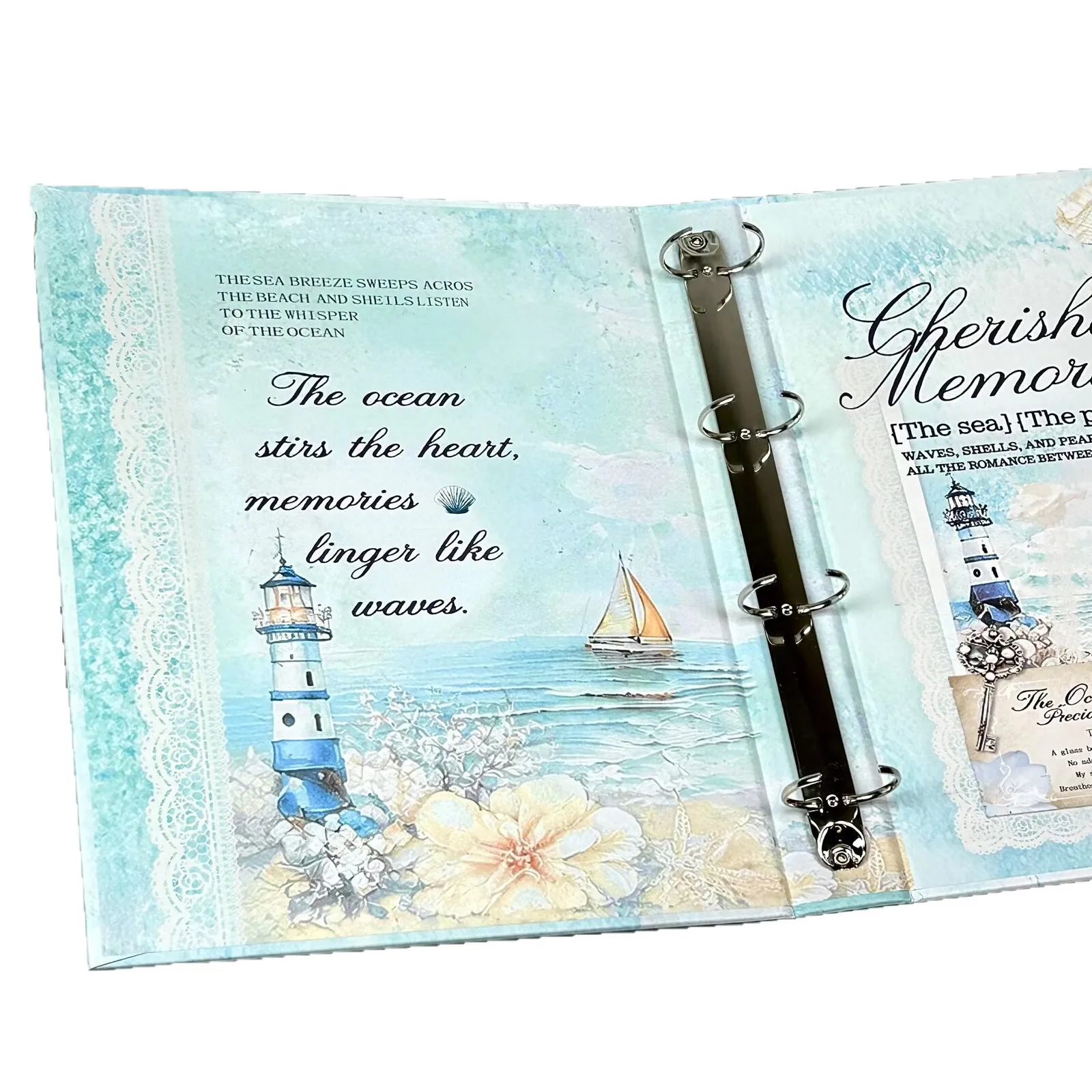 A4 Refillable Card Album 9-Grid Organizer Box 3-Inch Photo Card Poster Holder Ocean Style Student Scrapbook Journal view 6