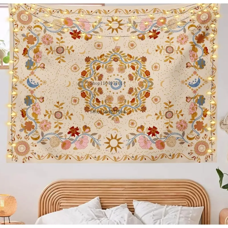 

Floral Vine Wall Hanging Sun Moon and Stars Tapestry Hippie Home Decor Bohemian Bedroom Aesthetic