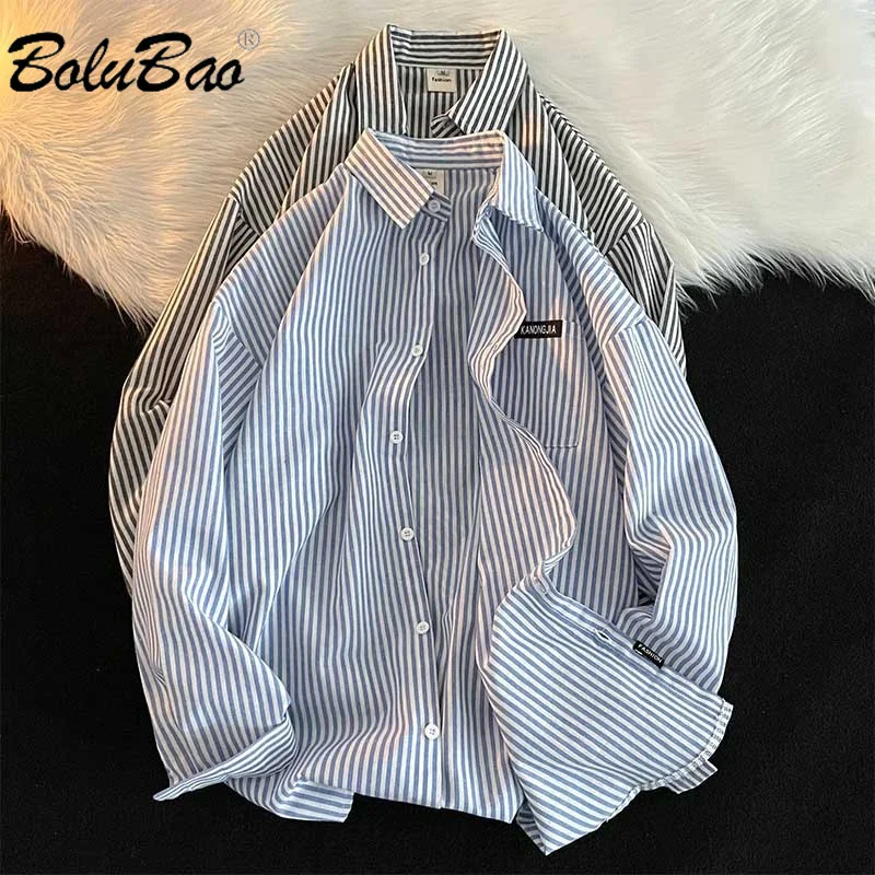 

BOLUBAO 2024 Outdoor Casual Shirt For Men Striped Slim Breathable Top High Quality Design Streetwear Casual Shirt For Men