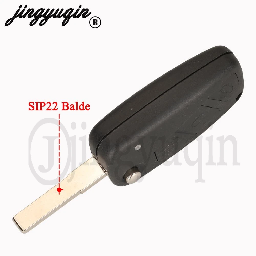 jingyuqin Flip Remote Key Delphi 433mhz ID46 PCF7946 PCF7941 Chip for FIAt 500 Punto Ducato Stilo Panda Bravo Fob 2/3 Buttons