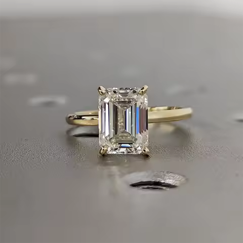 High Quality Emerald Cut 1ct 2ct 3ct Moissanite Solitaire Ring 925 Sterling Silver Engagement Rings for Woman Girl Birthday Gift